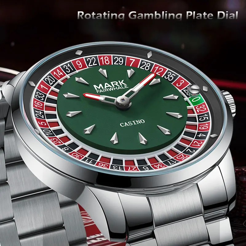 Mark Fairwhale 2025 New Top Brand Men Quartz Watch Arabic numerals Rotating Dial Roulette Automatic Watch Diamond Luminous Hand