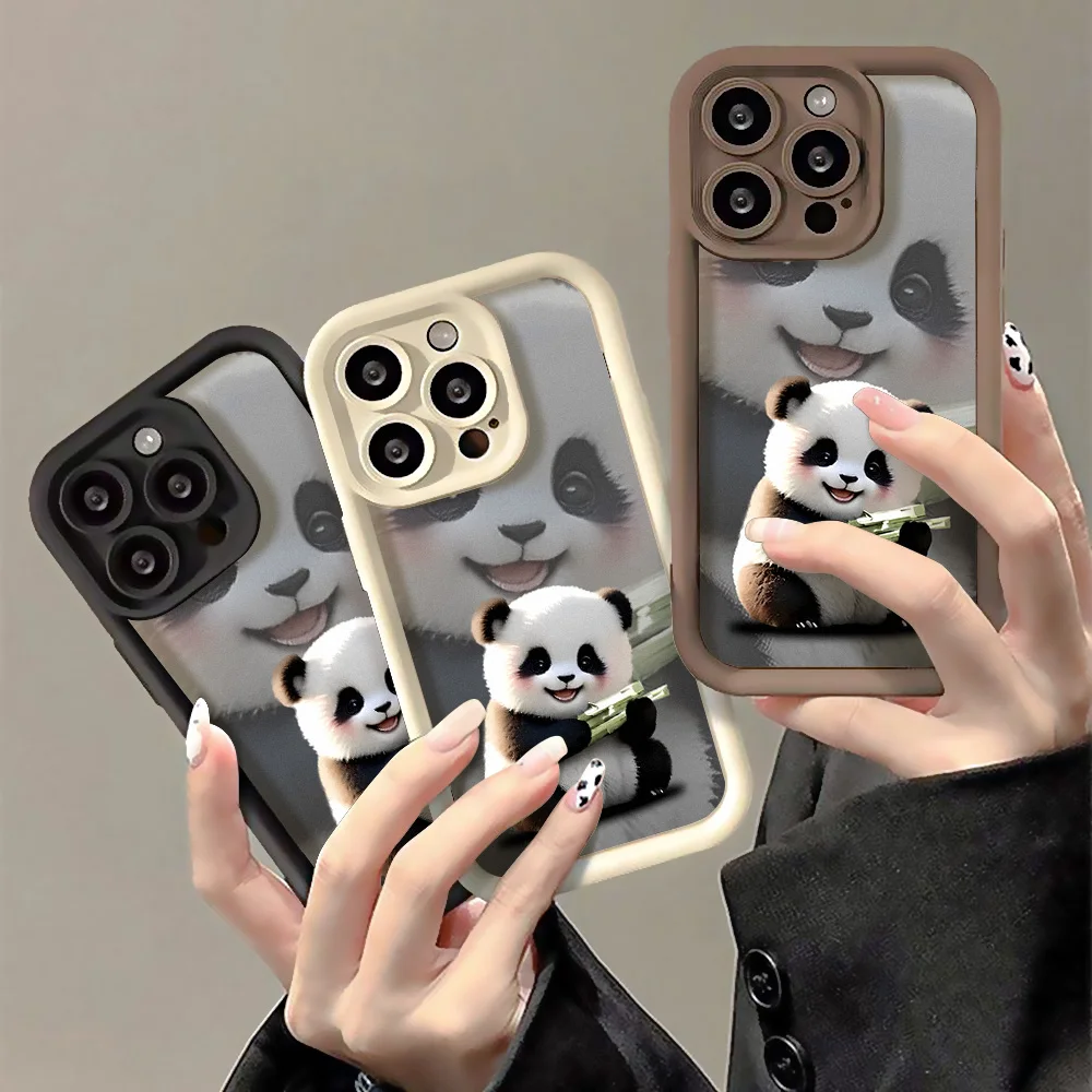 Bonita Funda de Panda para iPhone 11, 15, 12, 11, 14, 13, 16 Pro Max, 14, 15, 16 Plus, X, XS, 16, 16 Pro, 11Pr, Funda a prueba de golpes