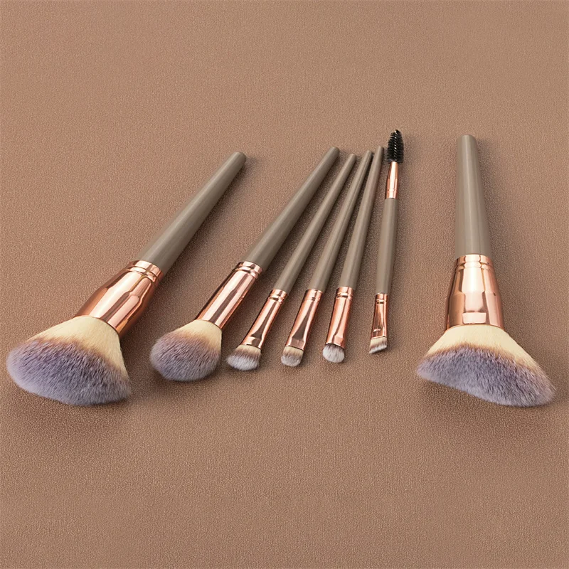 7-pcs Bicolor gradient good resiliense fiber wool metal ferrule easy to clean face makeup brush kit with Factory dirct