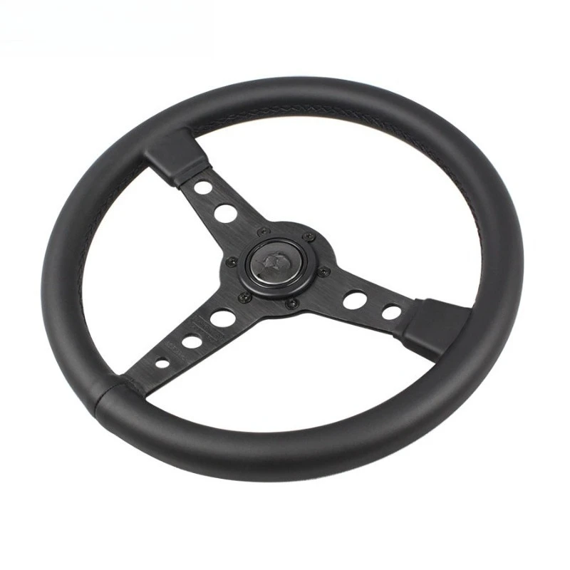 For Limited Edition Modified Steering Wheel P514 Inch All Black Light Concave Leather Ding Sound Quick Release Steering Wheel
