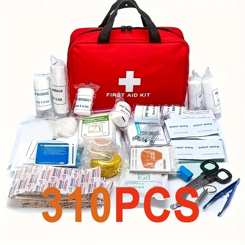 Kit de primeiros socorros, conjunto de caminhadas de sobrevivência de emergência, kit de acampamento de primeiros socorros para família, pacote de sobrevivência médica de viagem