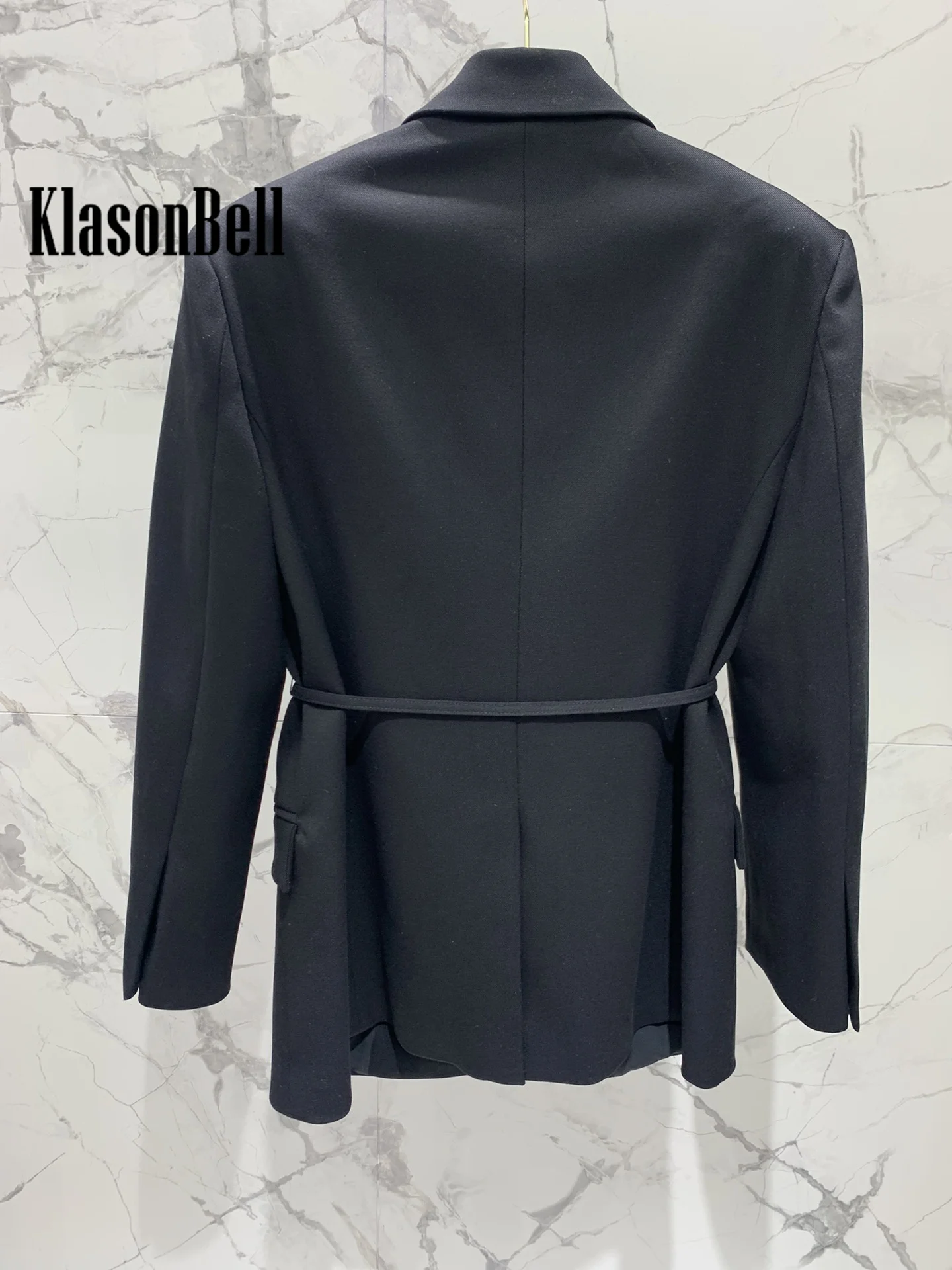 8.4 KlasonBell Women Runway Fashion Flower Embroidery Diamonds Blazer  Elegant All-matches Lace-up Collect Waist Jacket Coat