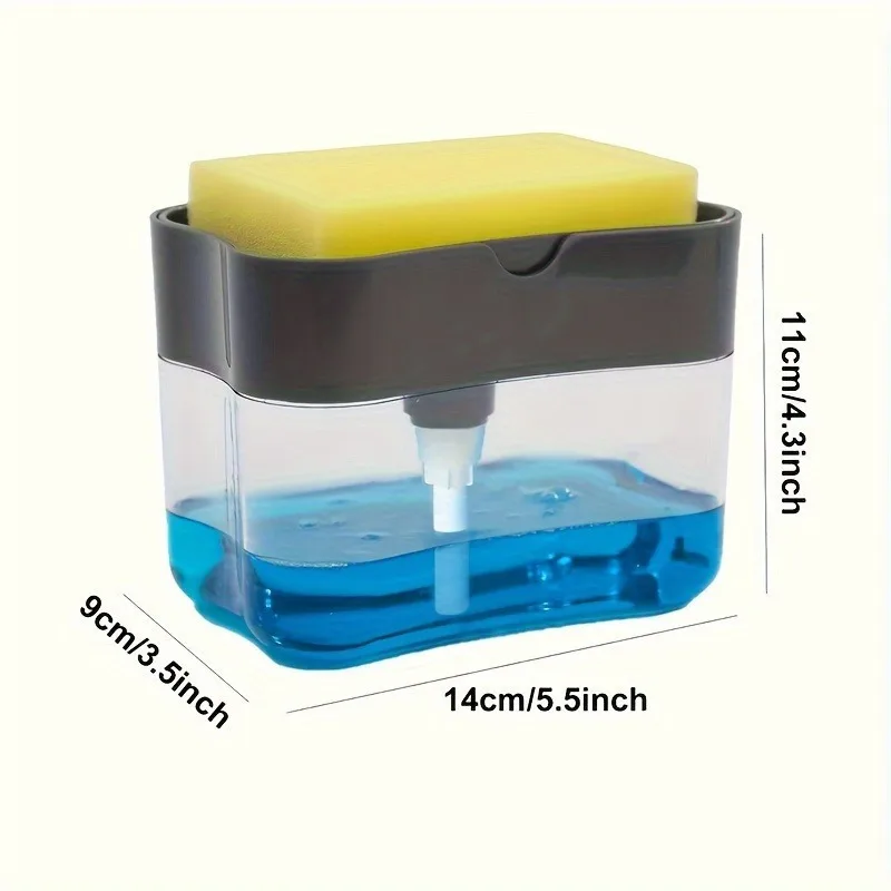 Dish Soap Dispenser with Sponge Holder - All-in-One Kitchen Sink Organizer for Brushes and Scrubs