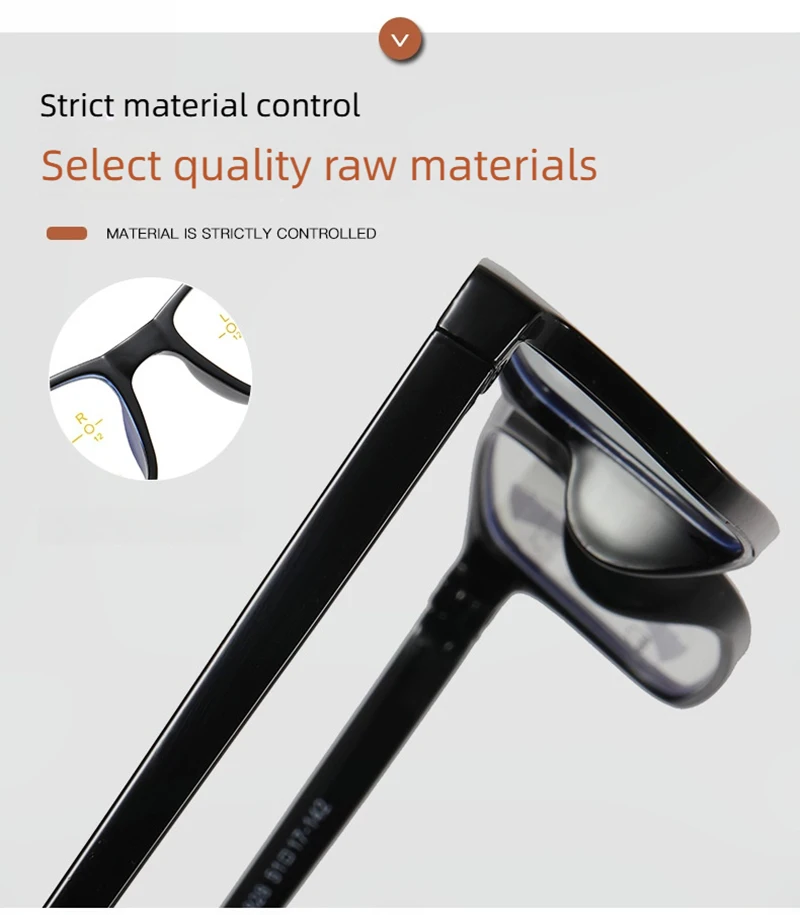 Klassische quadratische Lesebrille Männer Frauen Retro schwarze Presbyopie-Brille Anti-Blaulicht intelligente progressive Brille – Detail 7