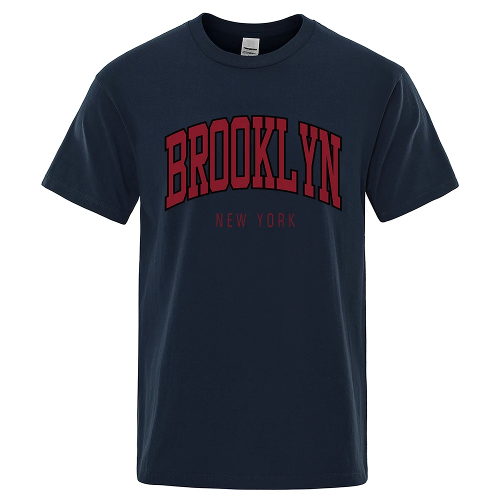 New York Brooklyn Hip Hop Letter Tshirts Man Casual Breathable Cotton Summer T-Shirts Simplicity Loose Cotton Oversized T Shirt