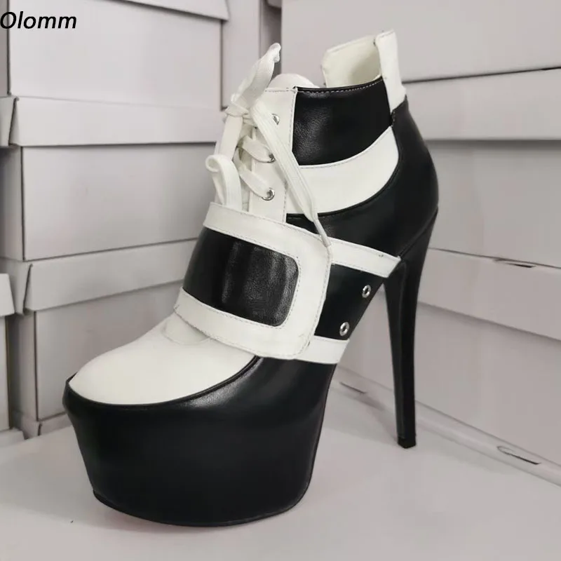 

Olomm/женские туфли-лодочки ручной работы, пикантные туфли на шпильке с круглым носком, черные вечерние туфли, женские размеры США, большие размеры 5-20