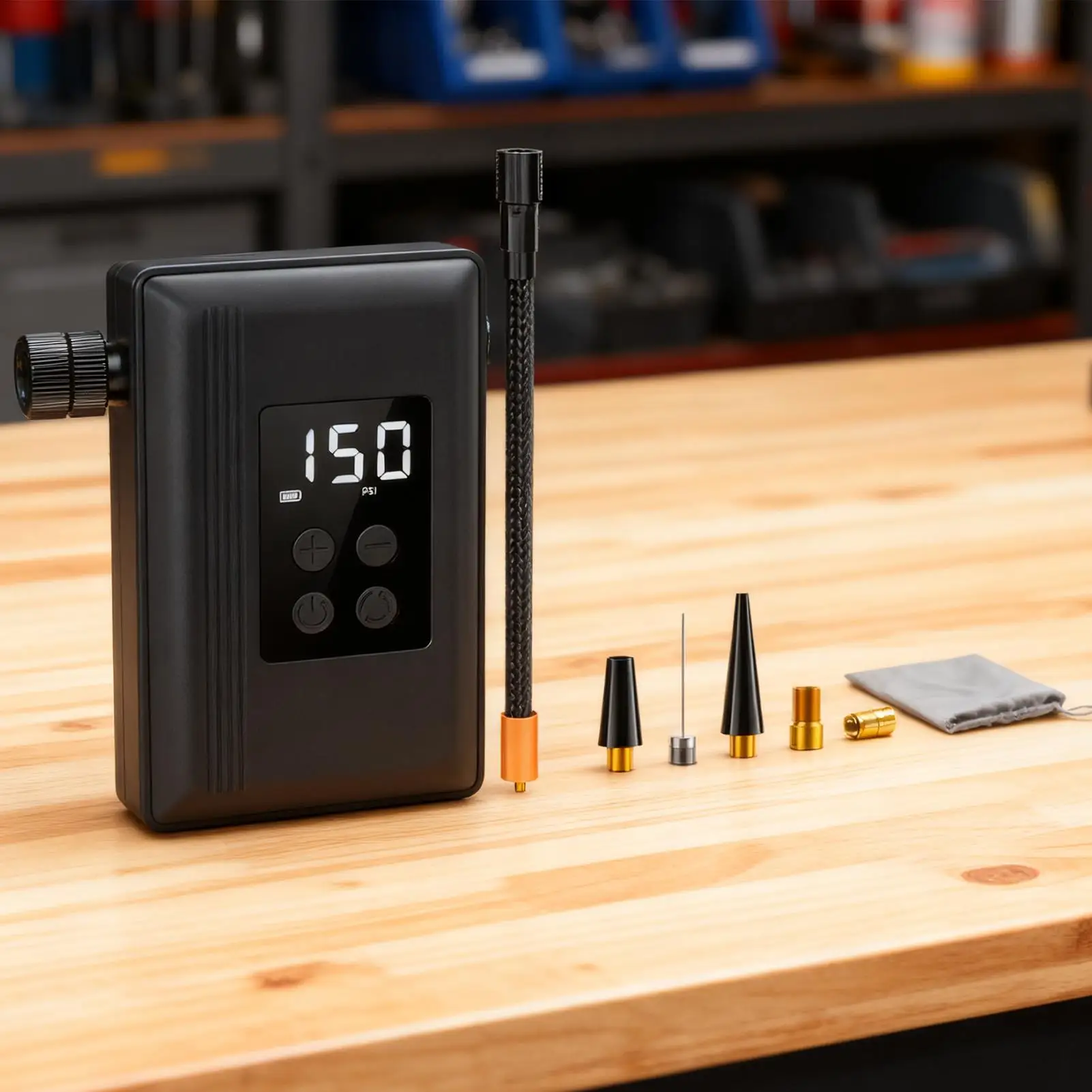 مضخة الدراجة قابلة لإعادة الشحن مع مقياس الضغط، منفاخ إطارات المضخة الكهربائية المحمولة لحمام السباحة على الطرق الجبلية لركوب الدراجات