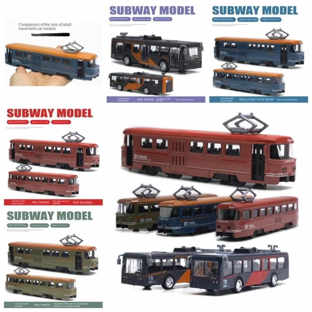 Simulation Rail Tram Light Rail Tram Model Alloy 1:50 Sound and Light Bus Retro Five Color Rail Tram Train Model