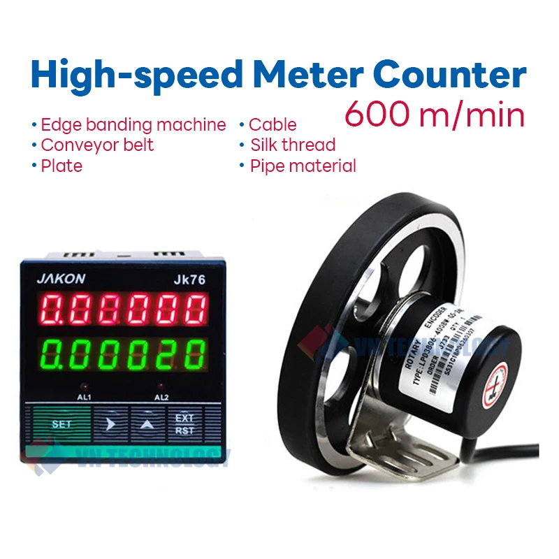 Electronic Meter Length Measurement Roller Rubber Wheel Length Position Meter Measuring Pulse Rotary Encoder Push Pull Output