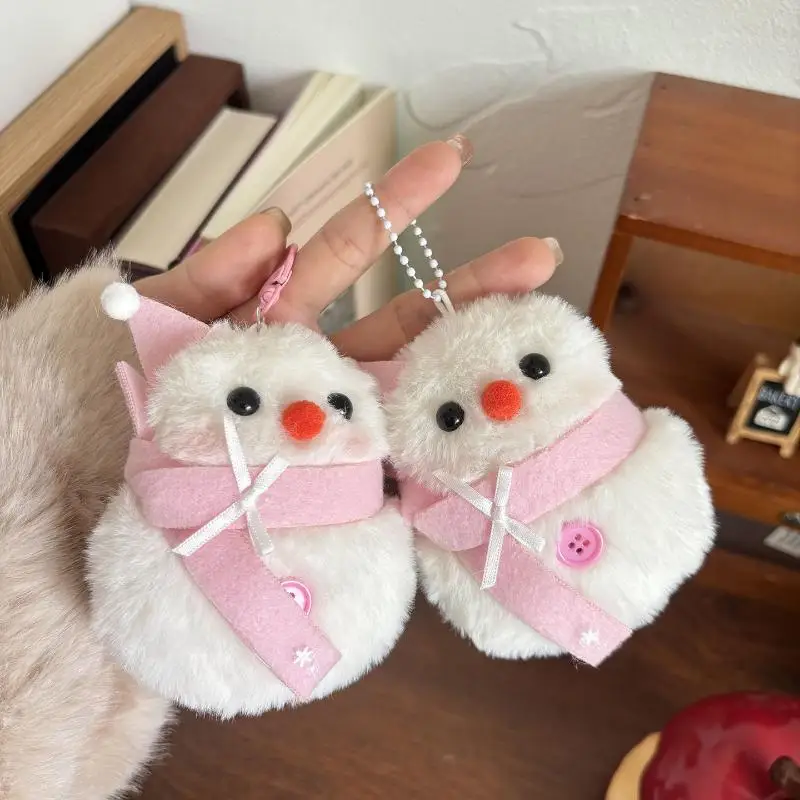 Leuke Sneeuwvlok Sjaal Sneeuwpop Pluche Gevulde Pop Sleutelhanger Kawaii Sneeuwpop Winter Knuffel Rugzak Hanger Accessoires Geschenken