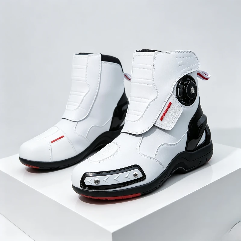 JG.WOLVES Motorcycle Professional Riding Boots Waterproof Black Motorcyclist Boots Leather Motorcycle Retro Motorcycle Shoes