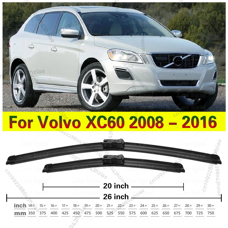 Scheibenwischer LHD Frontwischerblätter Für Volvo XC60 2008 - 2016 Windschutzscheibe Windschutzscheibe Sauberes Fenster Auto Regenbürsten 26''+20''
