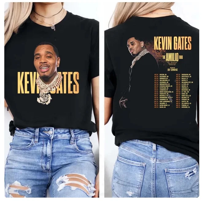 

Kevin Gates The Amilio Tour Shirt,Kevin Gates Castro Shirt for Fan High-end Luxury Is for Both Men and Women Top Y2k