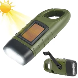 Hand Cranking Solar Flashlight Rechargeable Emergency LED Flashlight Dynamo Flashlight Outdoor Camping Hiking Portable LED Torch