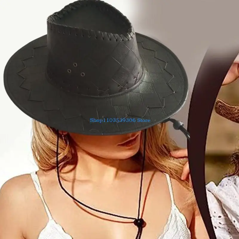 

400A Western Cowboy Hat Wide Brimmed Fedoras Hat Gift for Boyfriend Hat Wide Brimmed for Travel for Outdoor Gatherings