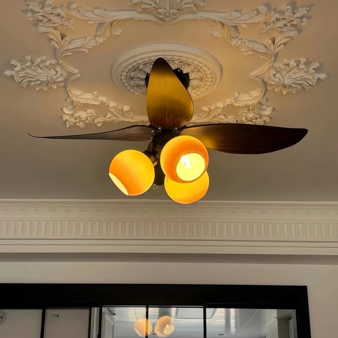 Retro LED Fan Pendant Light Silent Ceiling Fan Lamp Home Decoration Chandelier for Bedroom Dining Kitchen Island