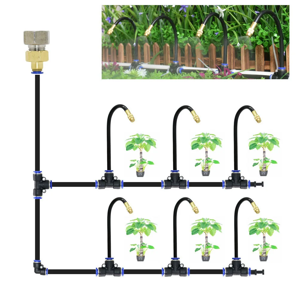 

Outdoor Misting Cooling System Garden Irrigation Kit Watering 8mm Brass Atomizer Nozzles Mist System For Patio Greenhouse