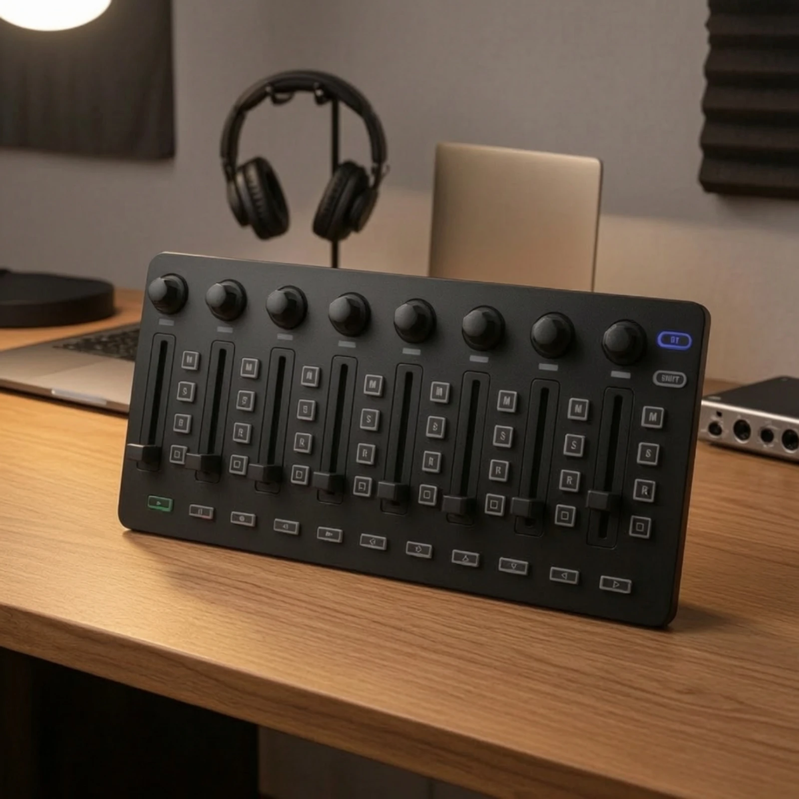 MIDI Controller with Faders Tactile USB MIDI Fader Controller Control Surface Customizable Mixing Console Plug-and-Play
