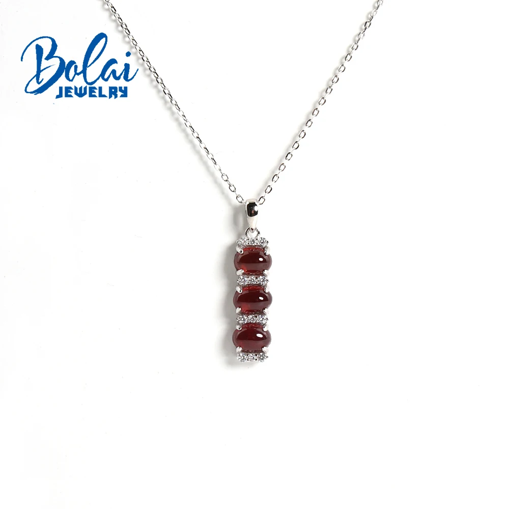 

Natural Garnet Pendant necklace January Birthstone 925 Sterling silver gemstone fine jewelry for women's nice birthday gifts