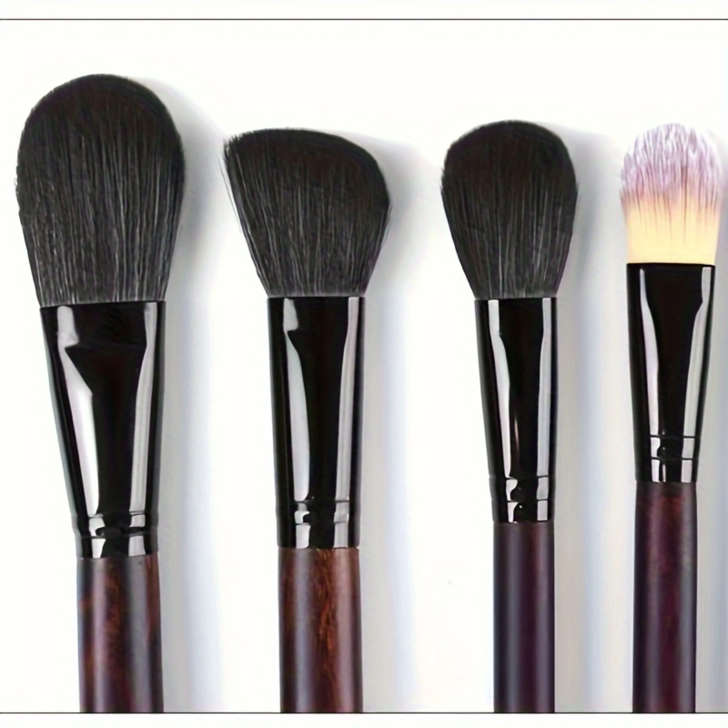 21-Piece Professional Makeup Brush Set, Oval Form, Nylon Bristles, Wooden Handles - Unscented, All Skin Types, Cosmetic Brushes