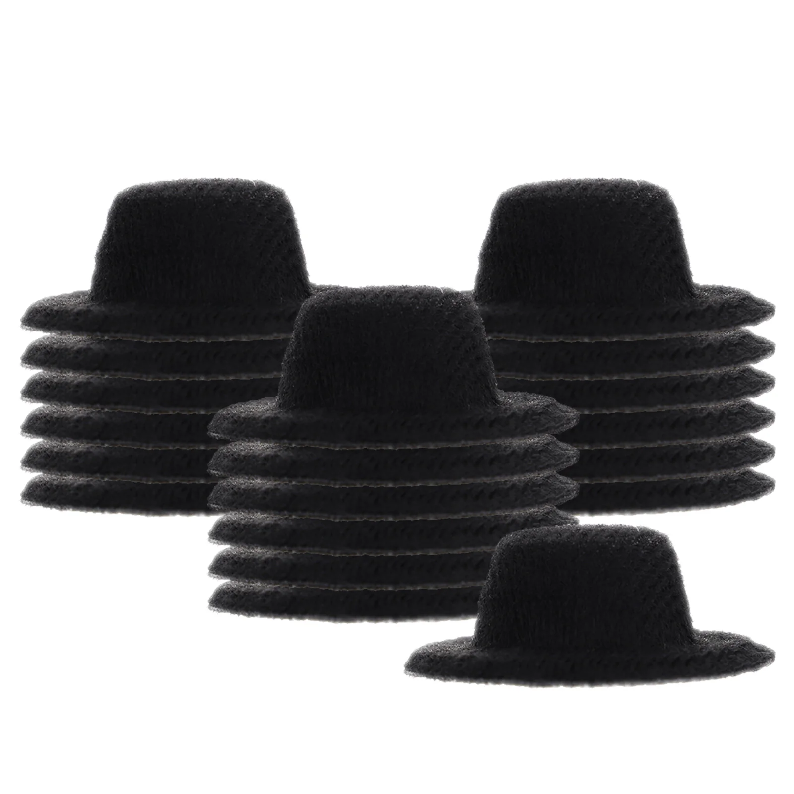 20pcs Mini Black Formal Hats for Dollhouse DIY Mini Hat Set Vintage Style Dress Up Props Tiny Accessories for Collectors Gifts