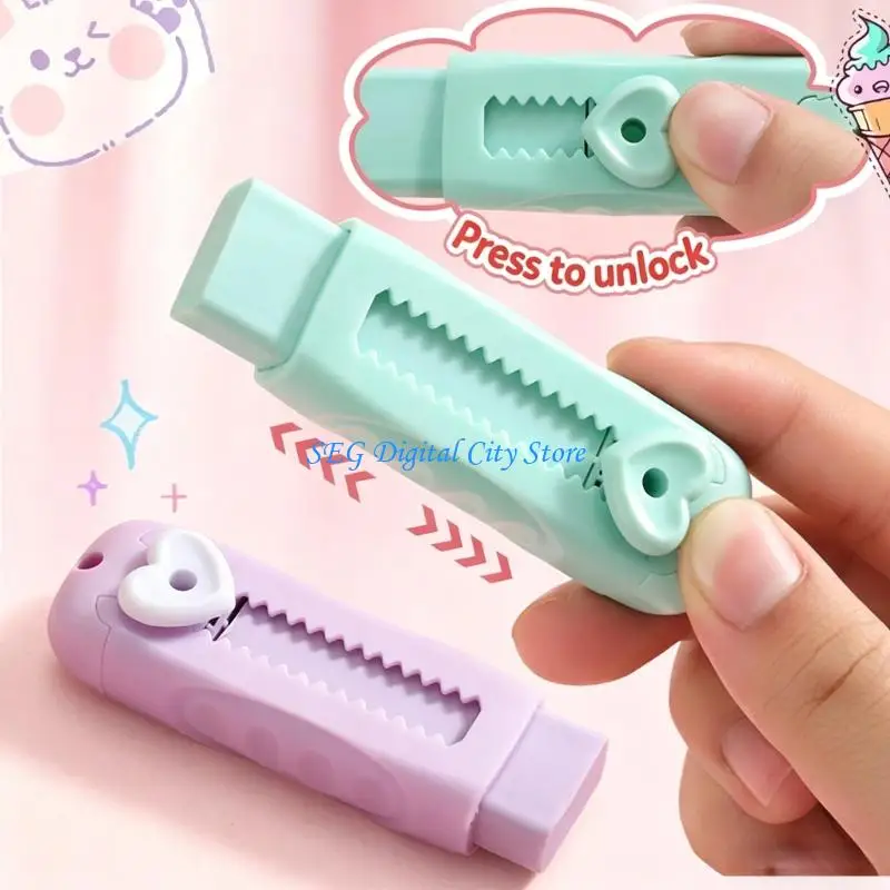 U75B 4Pcs Colorful Push Pull Eraser Sliding Action Rubber Erasers for Kids Student