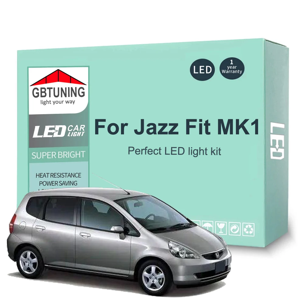 9szt Canbus dla Honda Jazz Fit MK1 2001 2002 2003 2004 2005 2006 2007 2008 Samochodowa żarówka LED do oświetlenia wnętrza Zestaw do czytania Kopuła bagażnika