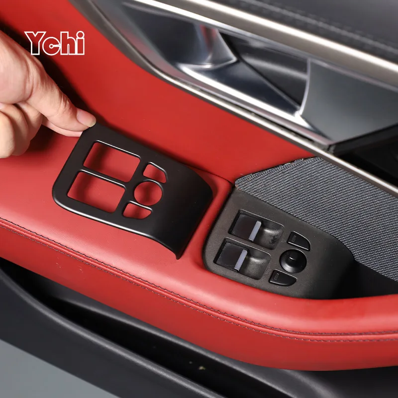 ABS Carbon Fiber For Jaguar F-TYPE 2013-2024 Car Glass Lifting Button Decorative Frame Sticker Car Interior Accessories