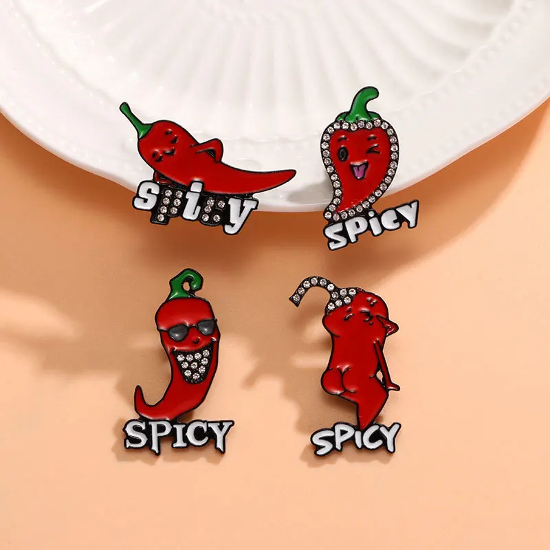 Cute Cartoon Red Hot Chili Peppers Quirky Characters Emoji Brooch Letters Vegetables Badge Clothing Backpack Decoration Pins