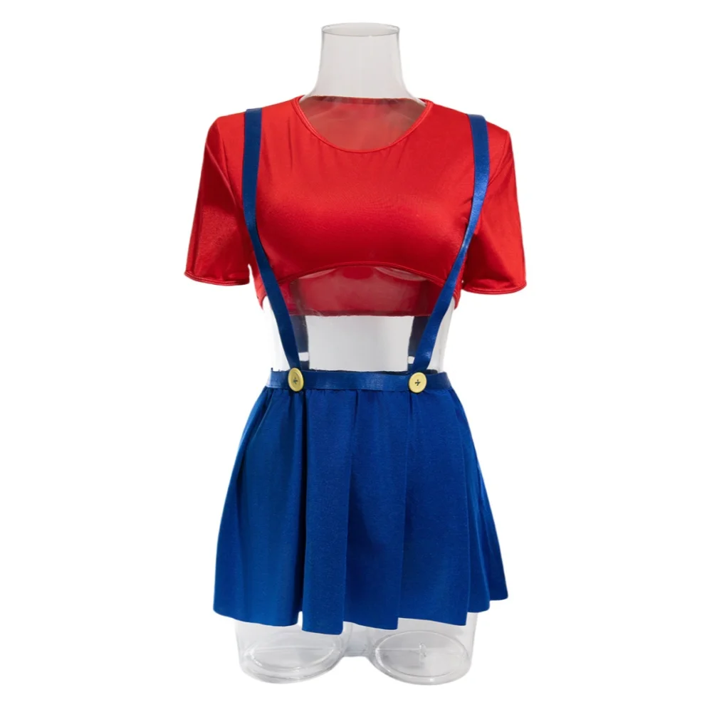Krasapt Sexy Rot Blau Patchwork Maid Uniform 3 Stück Sets Frau Schlank Crop Tops + Slip Röcke + Tangas Anzüge sexi Weibliche Nachthemden