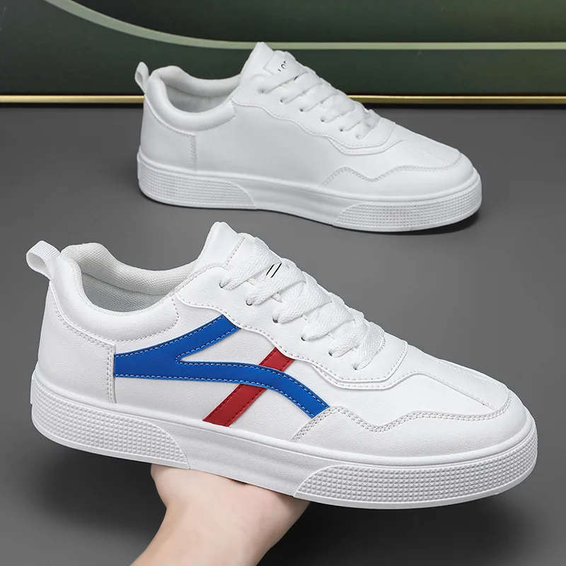 

New breathable white men's shoes for spring 2025, trendy, fashionable, versatile, sports, student and casual shoes