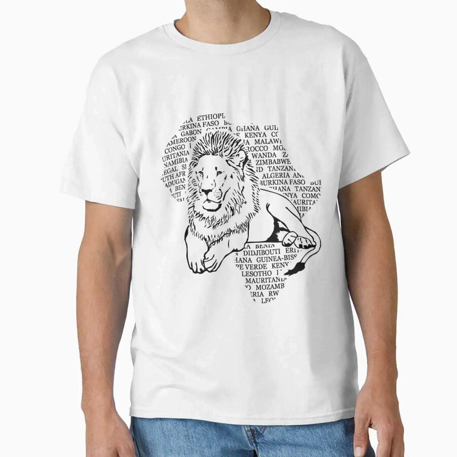 Lion Africa Map designed and sold by Port Stevens vintage Washed Unisex Stretched Top For Everyday Wear Comfortable homme