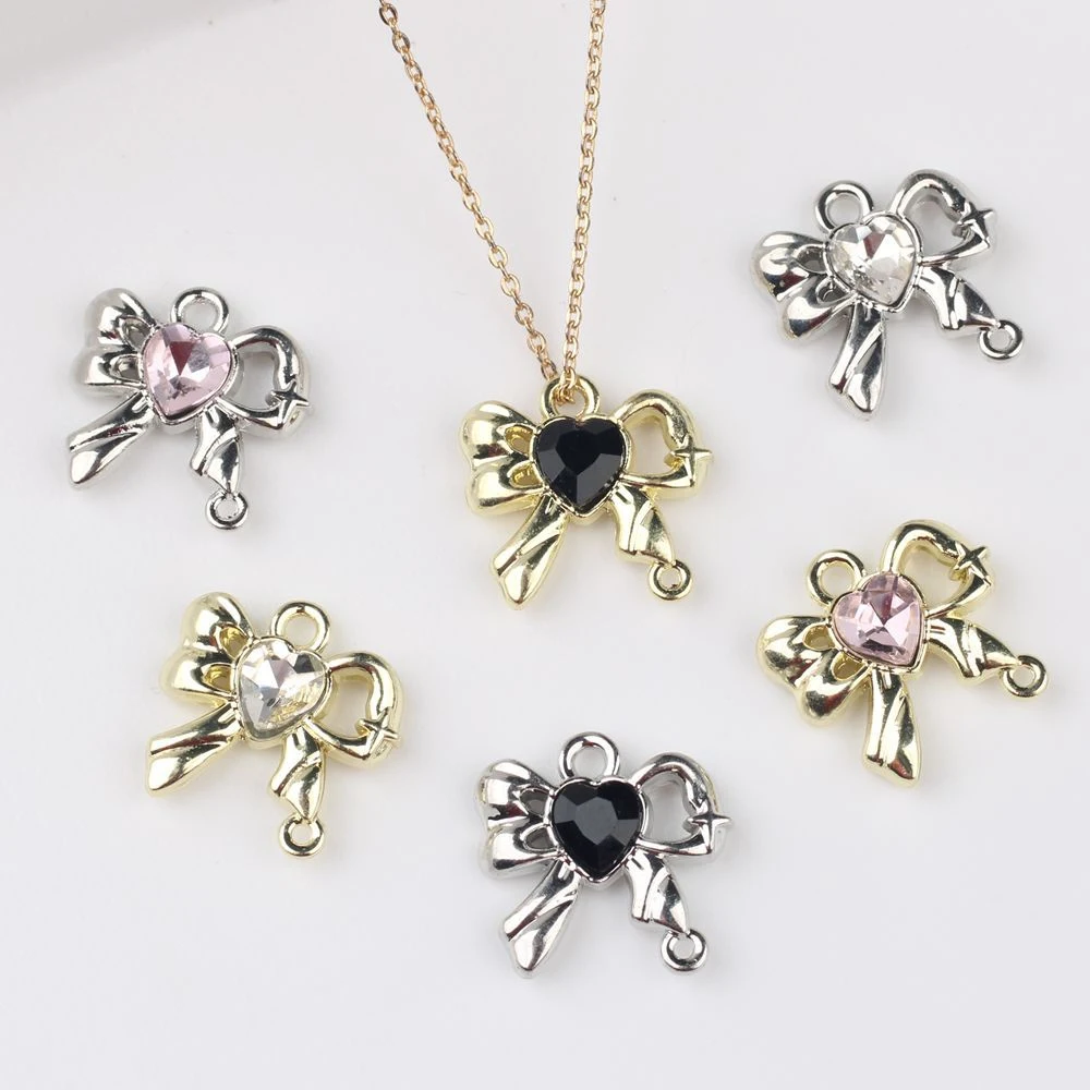 

10 шт. модный милый цвет полый бант в форме сердца подвески кулон серьги ожерелье аксессуары для изготовления ювелирных изделий DIY орнамент ручной работы