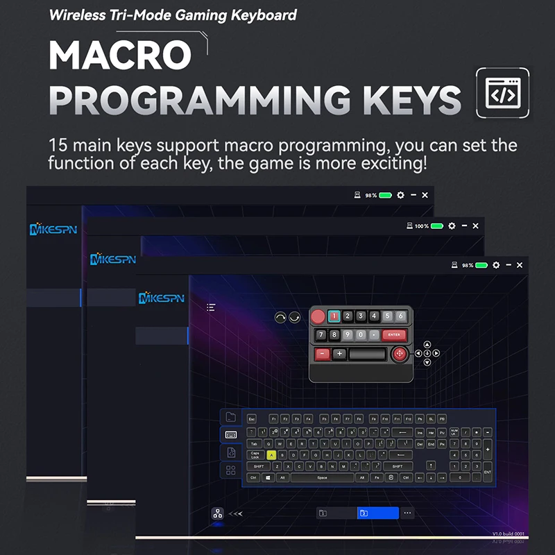 Keyboard Mekanis Nirkabel USB Bluetooth yang Dapat Diprogram dengan Joystick Keyboard Gaming Lampu Latar RGB Dapat Ditukar Panas Penuh Nomor