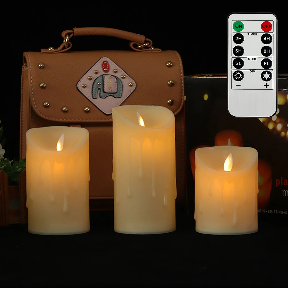 

3Pcs Led Candles Flameless Candles Flickering Candles with 10-Key Remote Control Cycling 24 Hours Timer Real Wax Battery Powered