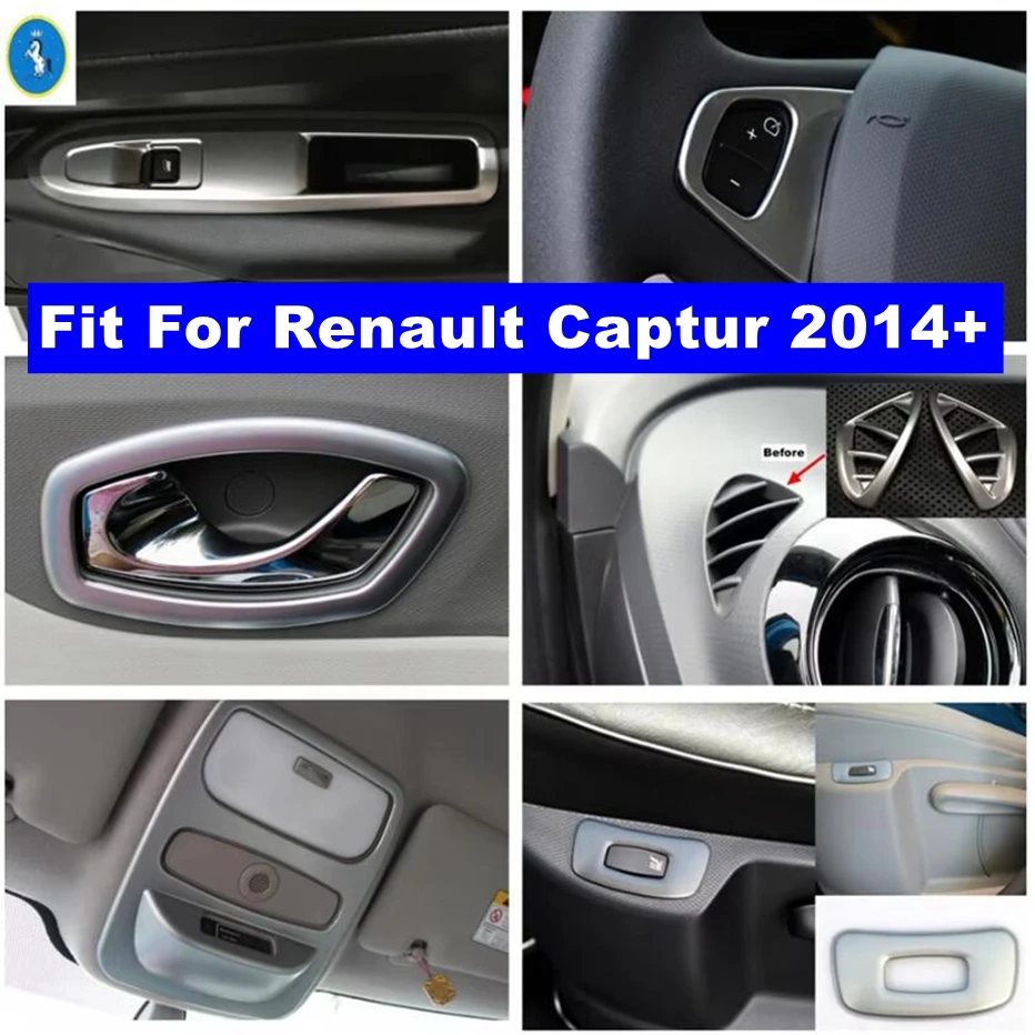 

Matte Steering Wheel / Reading Lights / Air AC Outlet Vent / Door Handle Accessories Cover Trim For Renault Captur 2014 - 2018