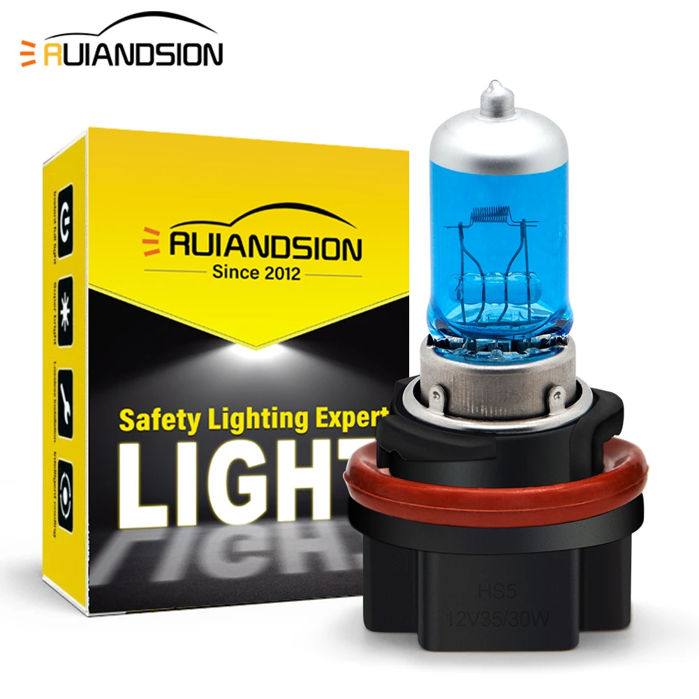 

Ruiandsion HS5 Motorcycle Headlight 35W/30W Waterproof Halogen Headlamp Bulbs for Bikes Scooters White WarmWhite Yellow 12V