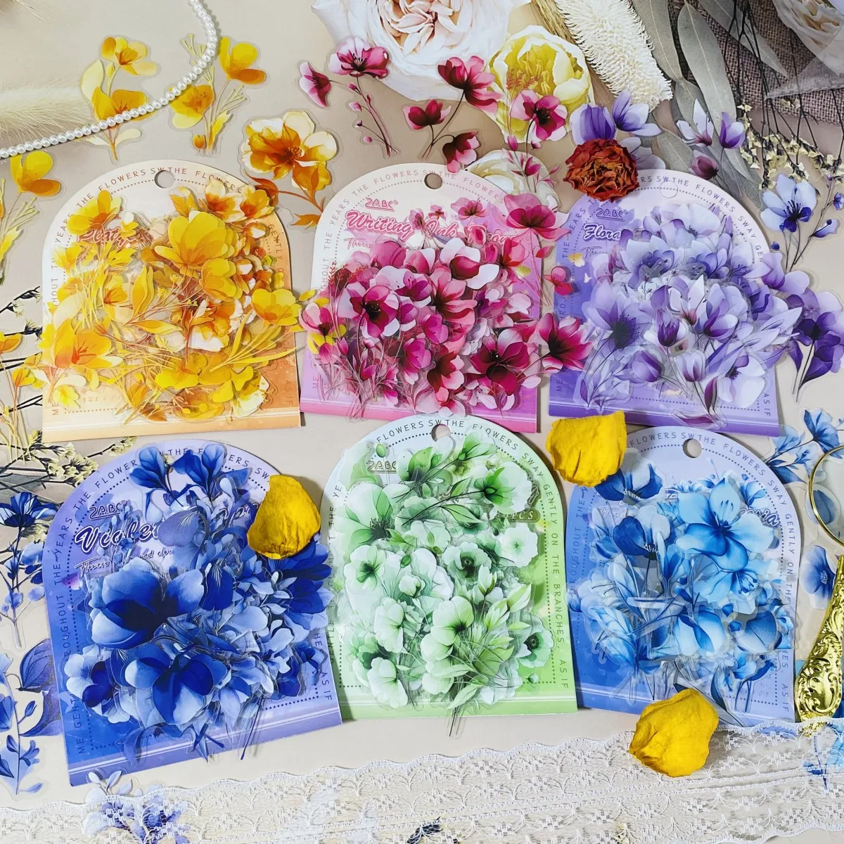 Journamm 40PCS Flowers Stickers Plastic Material Junk Journal Stickers for DIY Crafts for Scrapbooking Card Making Journaling