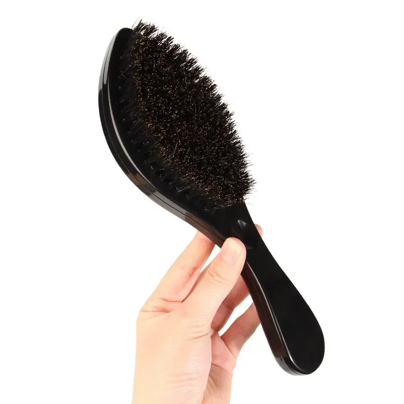 

Men Wave Hairbrush Soft Boar Bristles Handle Hair Brush Hairstyling Tools for Afro Beard Brush Head，Special for real hair wigs