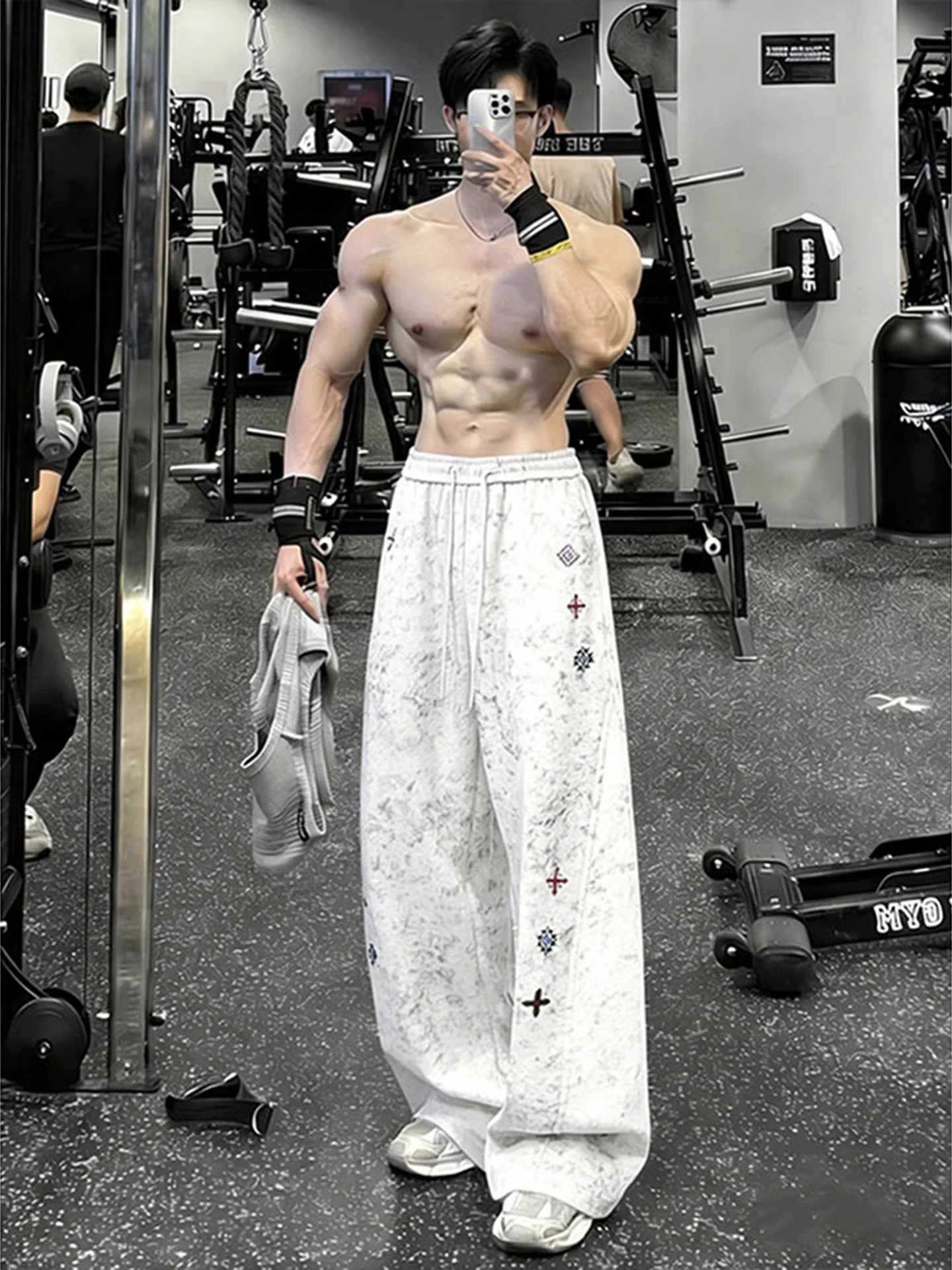 

Мужские теплые брюки прямого кроя на флисовой подкладке, весенне-осенние, с вышивкой, модный дизайн, повседневные спортивные штаны