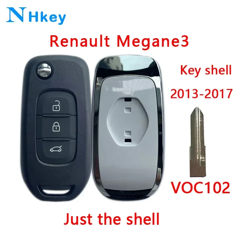 NHkey For Renault Megane 3 3 Buttons FCC ID:CWTWB1G767 Flip Folding Remote Car Key shell