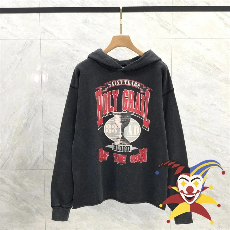 Dicuci Saint Hoodie untuk pria wanita kualitas tinggi kebesaran Vintage Pullover