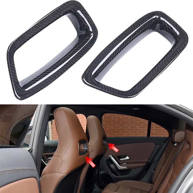 

2PCS Car Seats Back Headrest Hole Cover Trim For Benz A CLA Class W177 W118 V177 C118 A180 AMG CLA200 CLA45 Carbon Fiber