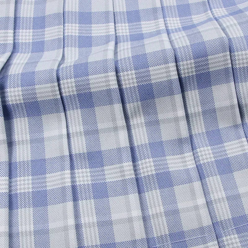 School Dresses Light Blue Plaid Pleated Skirt High Quality JK Uniform Skirt Students Anime Sailor Suit High Waist Short Skirts