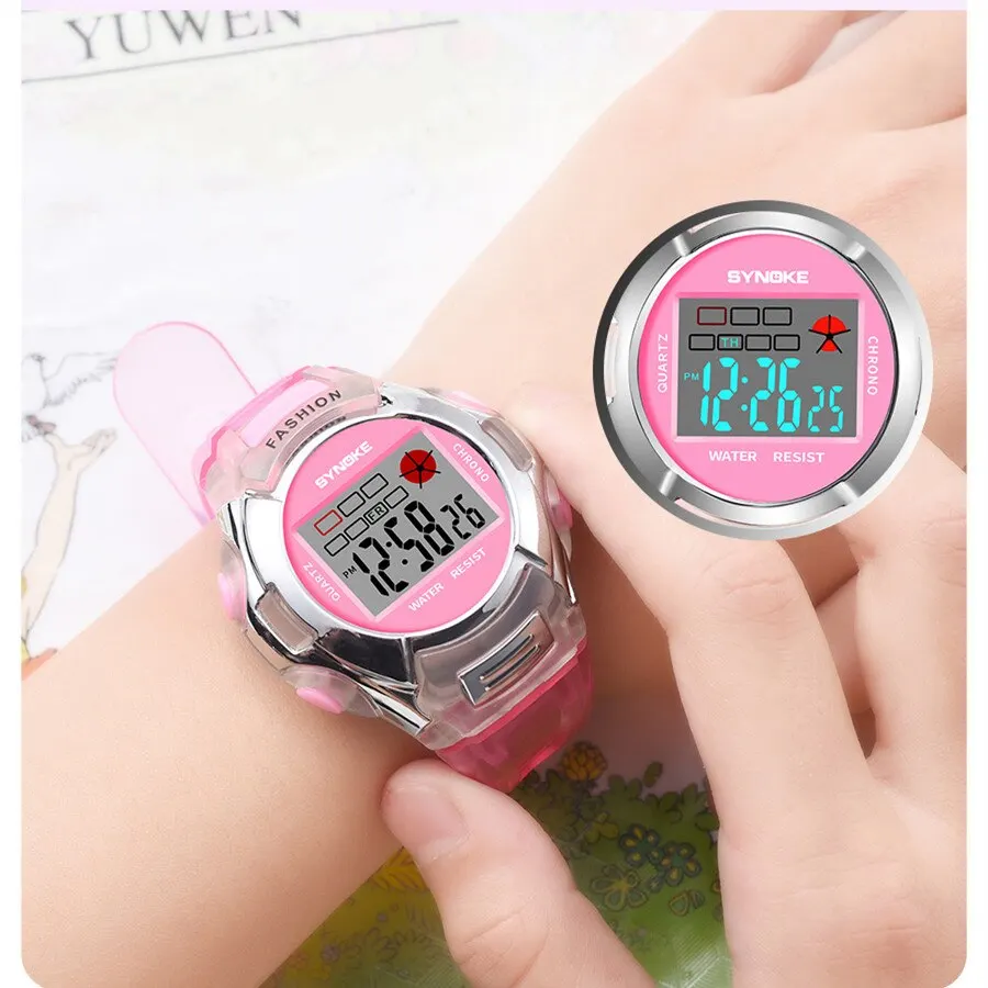 SYNOKE Color Fashion Electronic Watch Alarm Colorful Luminous MultiFunction Sports Boys Girls Primary School Students