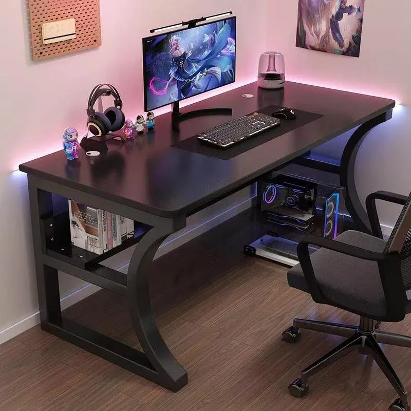 Durable Gaming Table with Storage Rack Modern Computer Desk for Living Room Study and Home Office Use