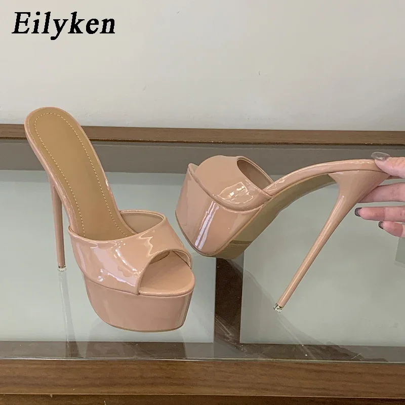 Eilyken Summer Fashion Open Toe Extremely High Heels Slippers Women Stripper Nightclub Party Slides Shoes Zapatos De Mujer
