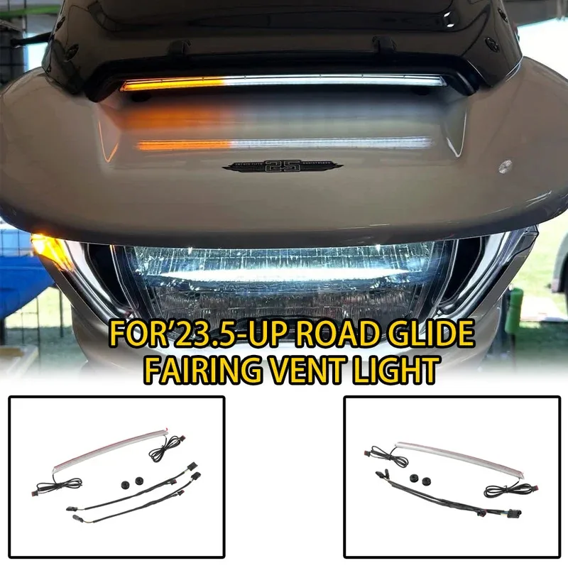 

LED Lights Chrome Batwing Fairing Vent Trim for Harley Road Glide ST CVO 2023-2025 Models