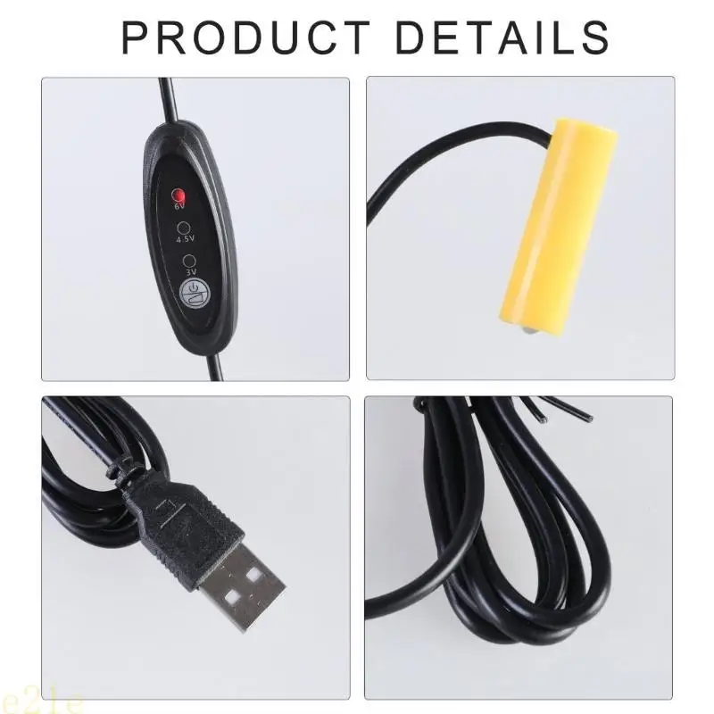 

E21E USB Power Supply Converter Cable 5V to 3V 4.5V 6V for AA LR6 Battery Replacement