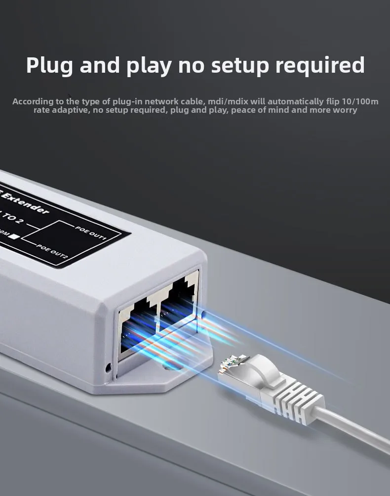 

2-портовый повторитель POE, 1000/100 Мбит/с, 1–2 удлинитель PoE IEEE802.3af/at Plug&Play, сетевое оборудование 48 В для коммутатора PoE, NVR, IP-камеры A